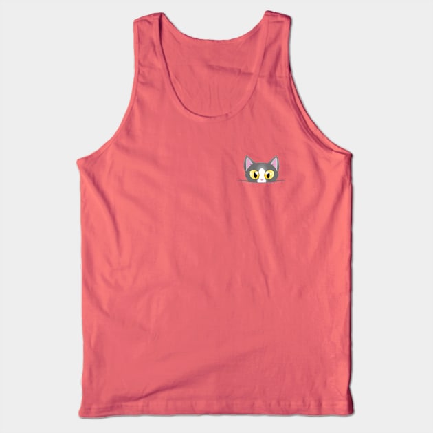 3D effect peeping cat from pocket - Pop up from pouch chibi pet, animal lover gift Tank Top by DeMonica